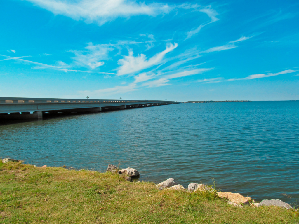 a photo of Lake Tawakoni, one of the best camping near Dallas, TX locations, 
appears